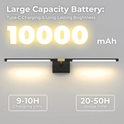 Battery Operated Wall Sconce Set of Two - 10000mAh Cordless Rechargeable Wall Sconces with Remote & Touch Control, 360°Rotate, 4CCT Dimmable Gold Wall Lights for Bedroom Living Room, 31.5 inch