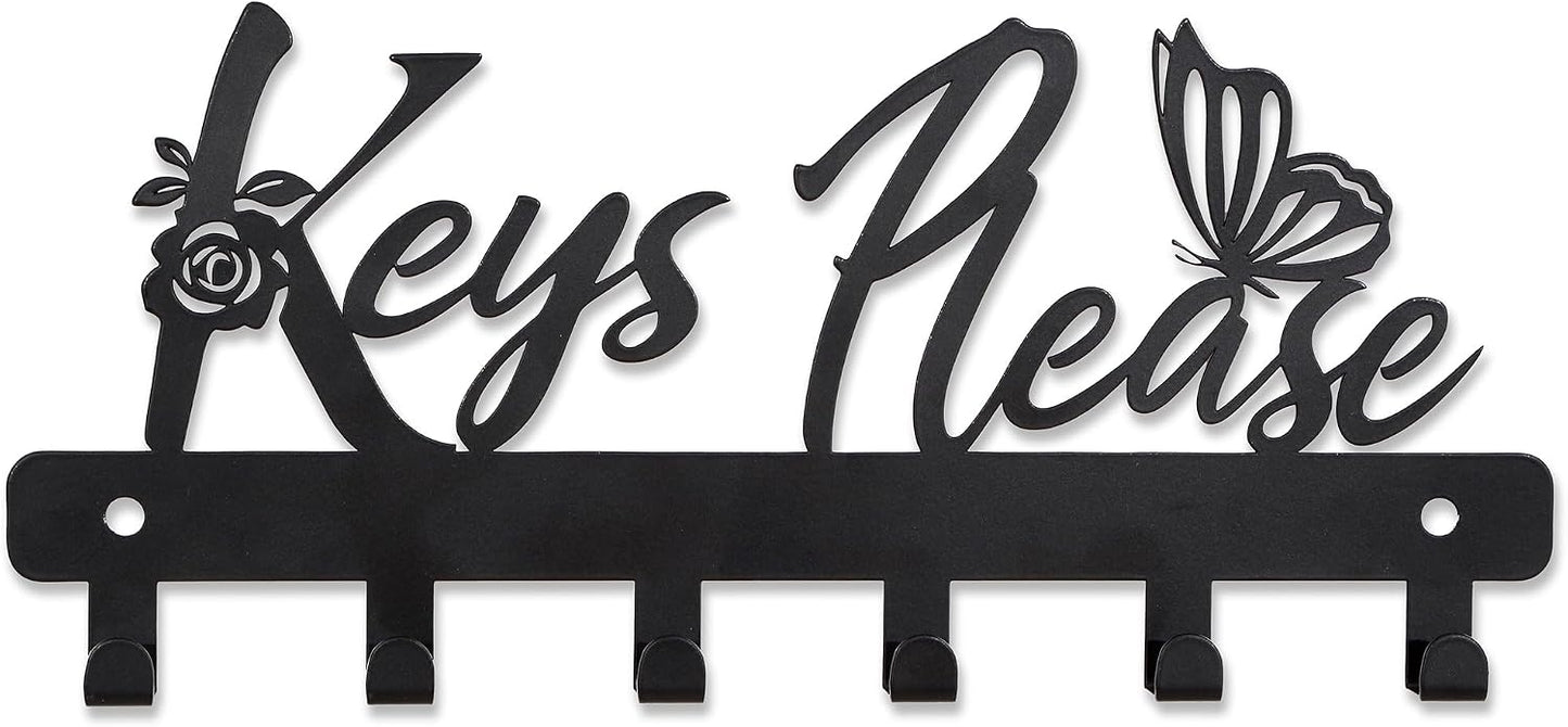 Deveosa Key Hooks Holder for Wall Decorative - Small Black Entryway Welcome Home Sign Key Hanging Hangers Wall Mounted Racks