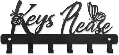 Deveosa Key Hooks Holder for Wall Decorative - Small Black Entryway Welcome Home Sign Key Hanging Hangers Wall Mounted Racks