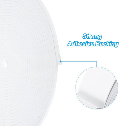 PATIKIL Weather Stripping Door Seal Strip, 3/8 Inch x 1/4 Inch x 32 Ft Self Adhesive Soundproof High Density Foam Tape Insulation for Door Window Air Conditioning, White - Colors B