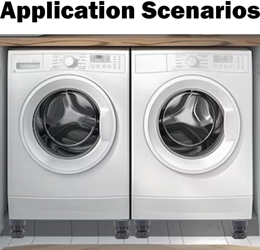 4 Pcs Anti Vibration Pads for Washing Machine Support, Dryer Shock and Noise Cancelling Pads, Adjustable Furniture Risers for Leveling Feet of Various Furniture and Electrical Appliances