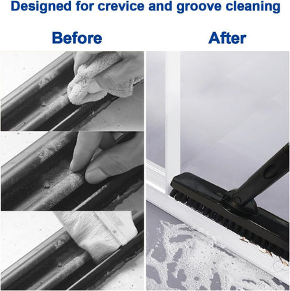CELOX Grout Brush with Long Handle, 180°Rotation Tile Grout Cleaning Brush, Gray