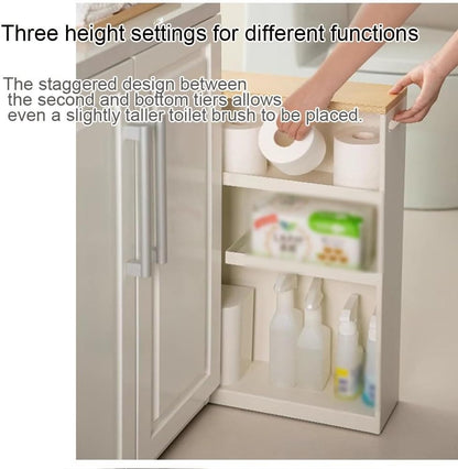 Slim Metal Rolling Cart, Narrow Bathroom Storage Cabinet with Wheels, Small Utility Cart for Kitchen, Bathroom Organizer & Space-Saving Trolley
