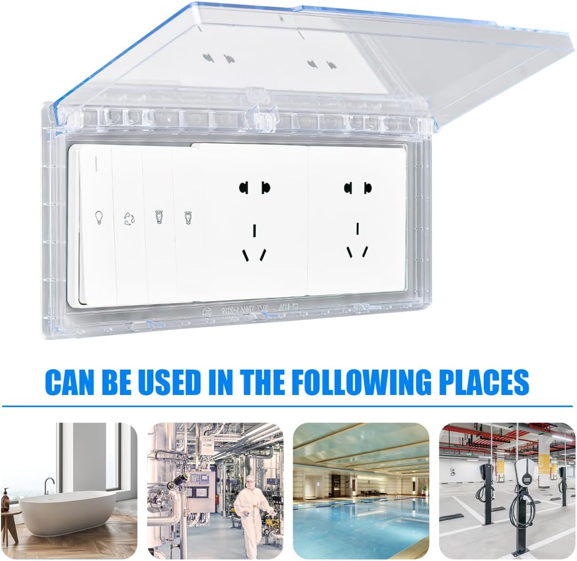 TEHAUX Weatherproof Outdoor Plug Cover 3-Slot Waterproof Outlet Cover Protector for Electrical Receptacles Splash Resistant Socket Box Easy Installation 11.61X5.03X0.78 Inch