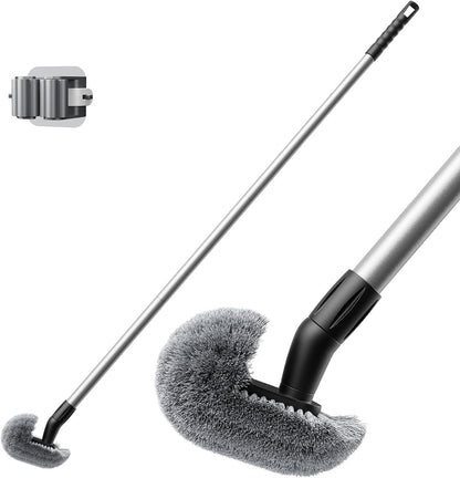 Toilet Bowl Brush with Long Handle, 23-42inch Adjustable 4-Section Aluminum Pole, Durable Nylon Bristles, No Bending Bathroom Cleaning Brush for Seniors, Pregnant Women, Back Pain Sufferers, Janitors