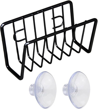 Sponge Rack – Iron and Stainless Steel 11x6x6 Cm | No-Drill Dishcloth Rack | Wall-Mounted Storage Holder for Kitchen Sink Organization to Hold Sponges, Dishcloths, and Cleaning Tools with Durable