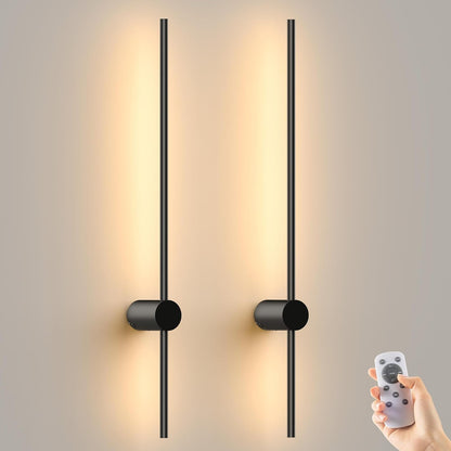 JOFIOS Battery Operated Wall Sconces Set of 2, 360°Rotation Wireless Rechargeable Wall Lights: Dimmable Detachable Wall Lamp with Remote Control, 3000K-6000K Infinite Dimming Wall Sconce 27.6 Inch