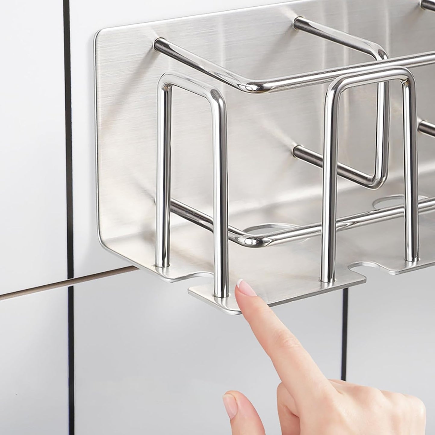 HANZE 2 Pack Toothbrush Holder 304 Stainless Steel Adhesive Wall Mounted 3 in 1 with Toothbrush Holder Toothpaste Holder and Cup Holder for Bathroom Shower