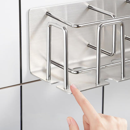 HANZE 2 Pack Toothbrush Holder 304 Stainless Steel Adhesive Wall Mounted 3 in 1 with Toothbrush Holder Toothpaste Holder and Cup Holder for Bathroom Shower