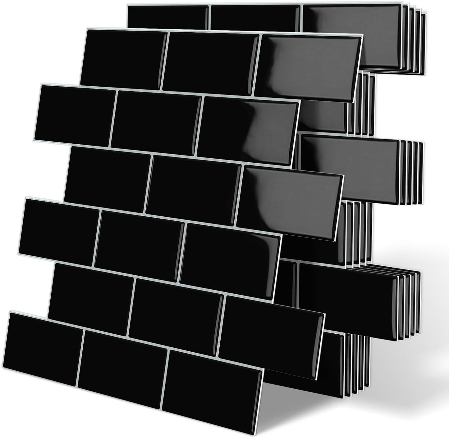 White Peel and Stick Backsplash Subway Tile 3D Brick Self Adhesvie Wall Tiles for Kitchen Bathroom Thick (10-Sheet, 12"×12") | Metro,Thick,Sticky,for Kitchen Splashbacks,Bathroom, (12"×12")