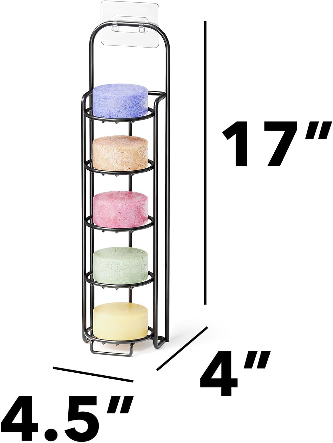 SpaceAid 4 Tier Shampoo Bar Holder for Shower, Self Draining Soap Bar Holders Caddy for Bathroom Wall and Kitchen Sink, Shampoo Bar Dish Rack, Stainless Steel Bar Soap Holder (Black)