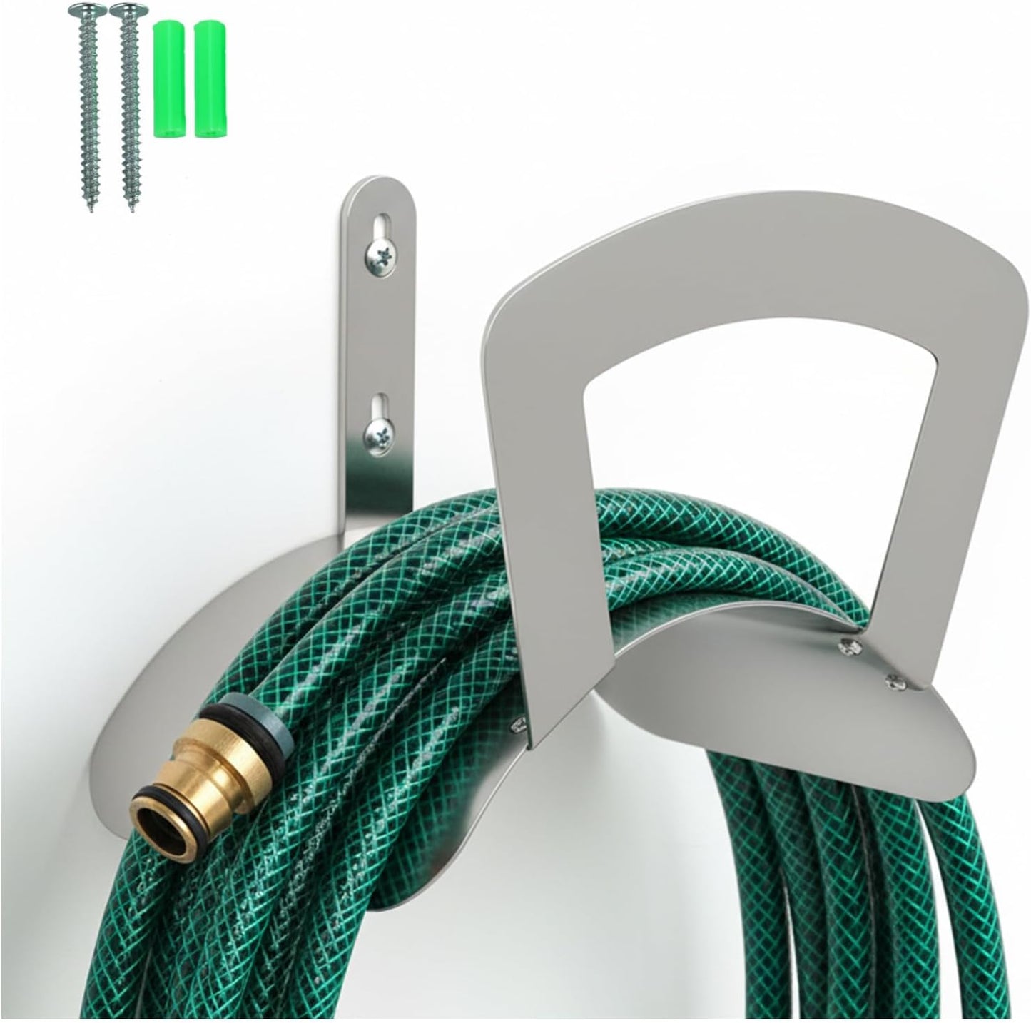 Primst Garden Hose Holder Wall Mount Hose Hanger Heavy Duty Metal Hose Bracket Water Hose Storage Organizer Durable Hose Holders (Stainless Steel)
