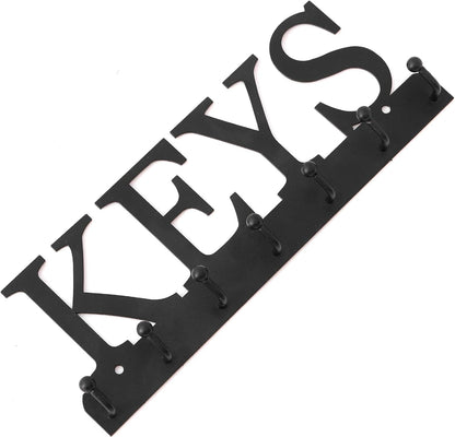 Lixgifts Key Holder Wall Mounted Key Hooks for Wall Decorative with 7 Hooks Black Metal Key Organizer Rack Hanger for Entryway, Front Door, Hallway, Office 10X3.7 inches