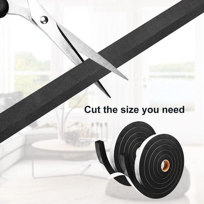 Seal Foam Tape,1/2 Inch W x 1/8 Inch T Weather Stripping for Door and Window,High Density Single Sided Closed Cell Door Insulation Weather Strip, 3 Rolls Total 50FT Black