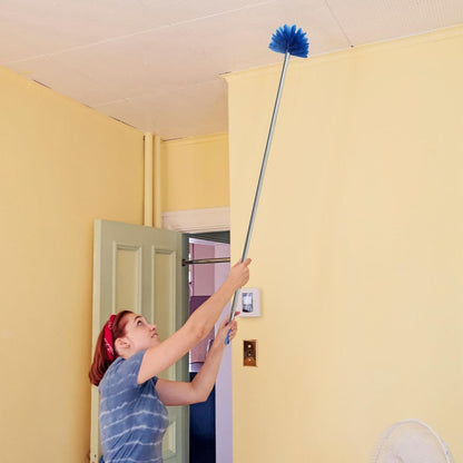 Extendable Ceiling Duster – Heavy-Duty Cobweb Brush with Telescoping Pole, Easy Reach for High Ceilings, Car Interiors, and Window Cleaning | Ideal for Home, Office, and Industrial Maintenance Tasks