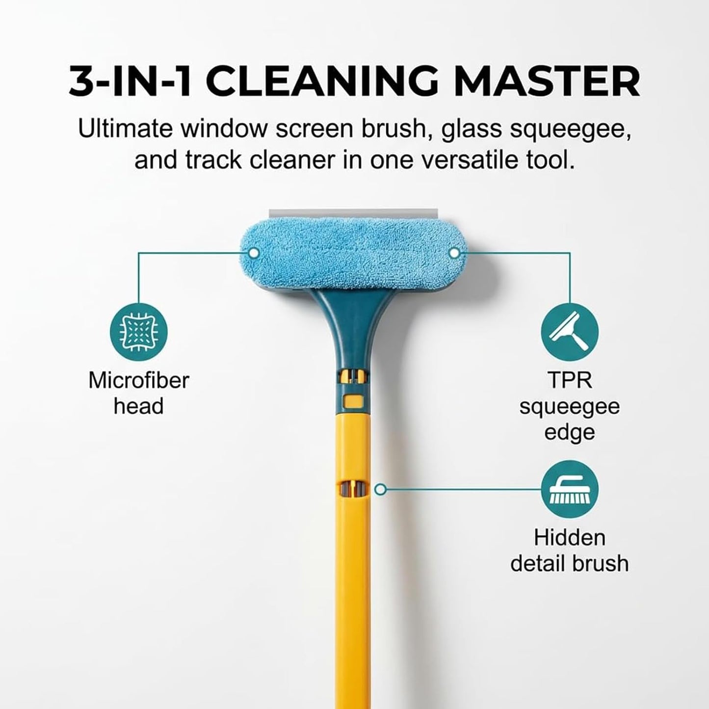 2-in-1 Multi-Purpose Cleaning Brush, Upgraded Window Screen Cleaning Brush, Multi-Purpose Cleanings Brush for Patio, Door, Porch Screens (Green+Yellow)