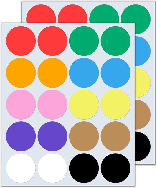 500 Pieces - Large Colored Stickers for Moving Boxes, Round Circle Color Coded Dot Labels - 2 inch, 10 Colors