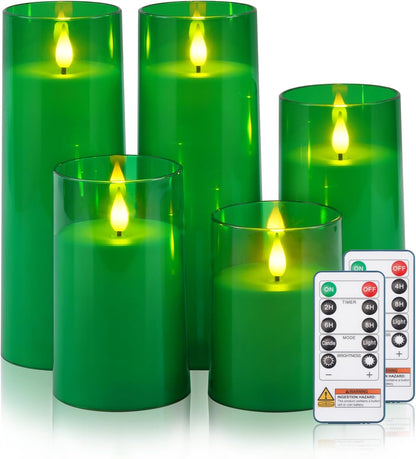 Raycare Flameless Candles Battery Operated with Remote Timer, Acrylic Flickering LED Pillar Candle for Christmas, Wedding, Home Decor, Gift for Family and Friend, White, Set of3