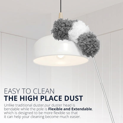 ZZ LAZYCOTTAGE Microfiber Feather Duster for High Reach, Lightweight Ceiling Fan Cleaner, 91.5" Telescopic Pole, Cobweb Duster with Extension Pole for Home & Car
