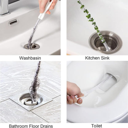 Flexible Drain Cleaner Brush, Bendable Shower Sink Long Pipe Cleaners Hair Clog Remover Cleaning Tool for Home Kitchen Sink, Bathroom Hair, Unclog Toilet, Dryer Vent, Sewer, Snake Tube