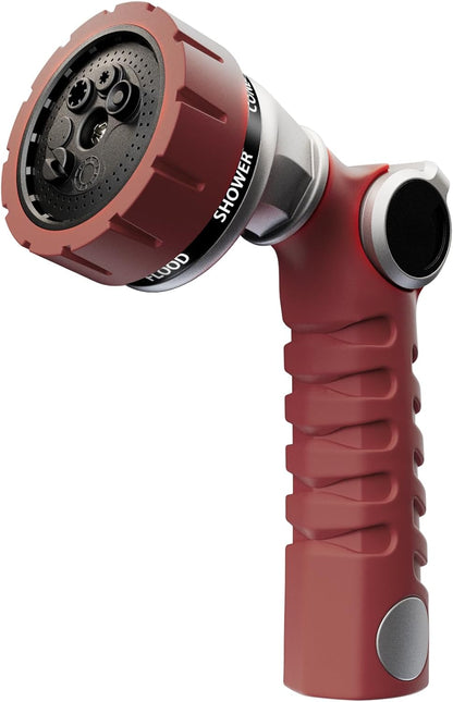 RESTMO Heavy Duty Hose Nozzle, Metal Garden Water Hose Sprayer with 7 Watering Patterns, Thumb Control, On Off Valve, High Pressure Nozzle Sprayer for Watering Plants, Car and Pet Washing, Bronze