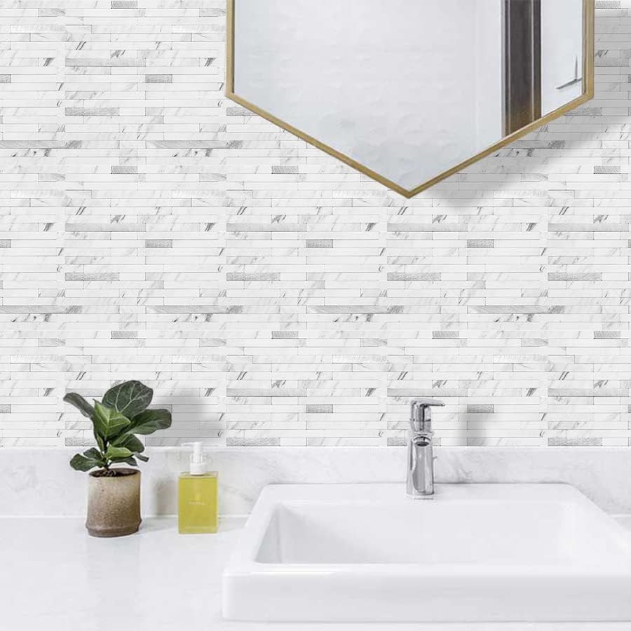 DICOFUN 10-Sheet Peel and Stick Backsplash Wall Tile, PVC Kitchen Backsplash Peel and Stick in Sandstone, 9.4 sq.ft