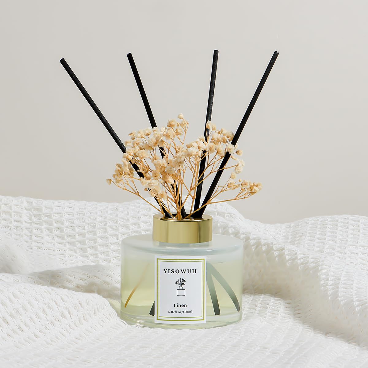 Reed Diffuser Set,5.07 fl oz (150 ml) - White Jasmine Oil Diffusers with 8 Reed Sticks,Home Fragrance Reed Diffuser for Bathroom Shelf Decor
