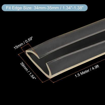 uxcell U Channel Edge Trim, 4.9ft Length Soft Rubber Guard Seal Strip Edge Protector Fit for 1-2mm Edge, (9/32" W x 5/32" H) Clear