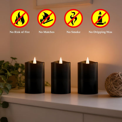 3"x4" Flickering Flameless Battery Candles with Timer, White Realistic LED Pillar Candles, Set of 2 Large Remote-Operated Candles for Home Indoor/Outdoor & Holiday Decor