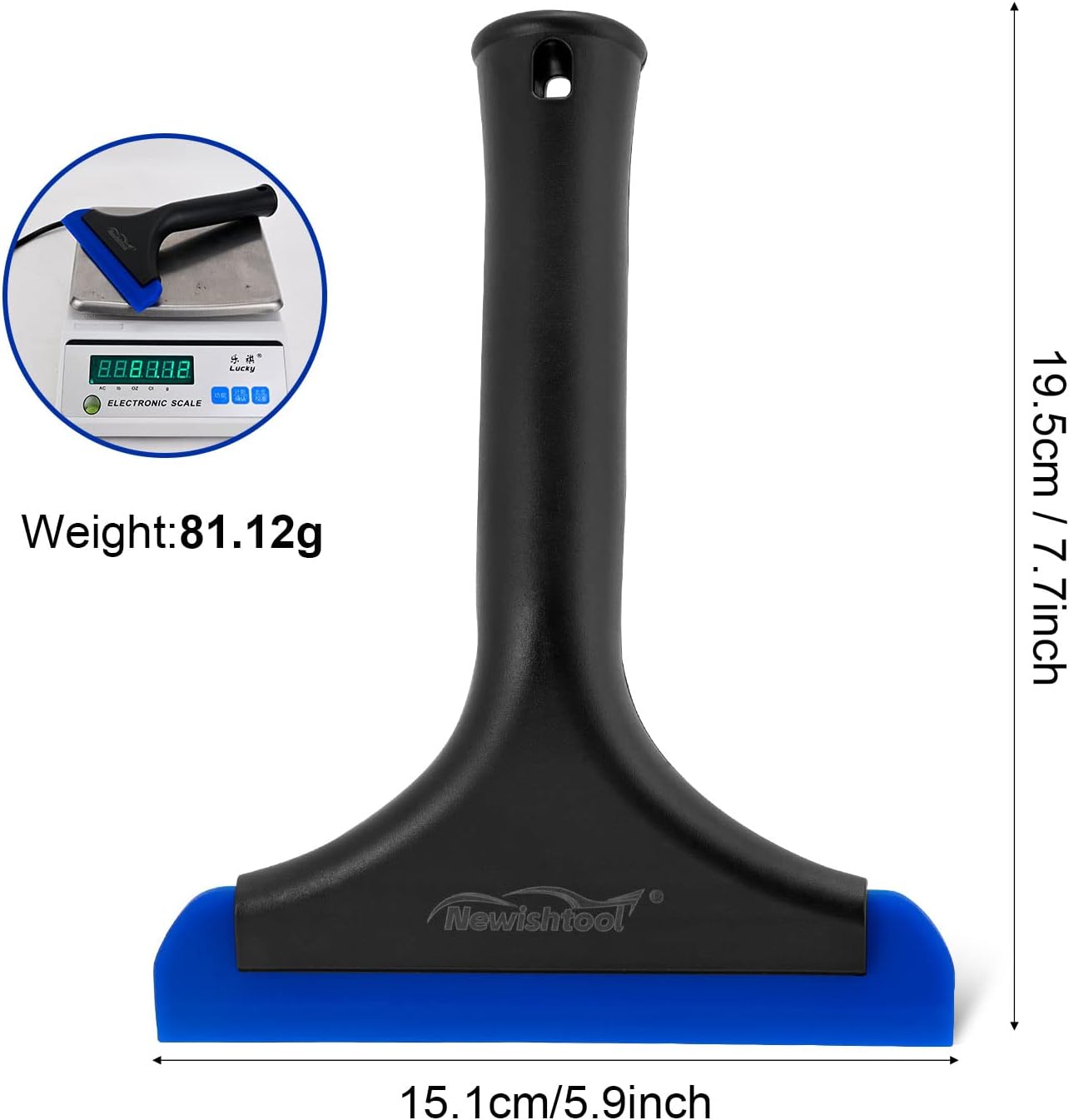 NEWISHTOOL Bathroom Shower Squeegee 5.9 Inch Soft Silicone Blade Squeegee for Shower Glass Door Mirrors Car Windshield, Kitchen Squeegee Countertops Cleaning and Water Removal Scraper w/Hanging Hole