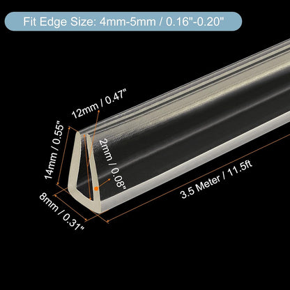 uxcell U Channel Edge Trim, 4.9ft Length Soft Rubber Guard Seal Strip Edge Protector Fit for 1-2mm Edge, (9/32" W x 5/32" H) Clear