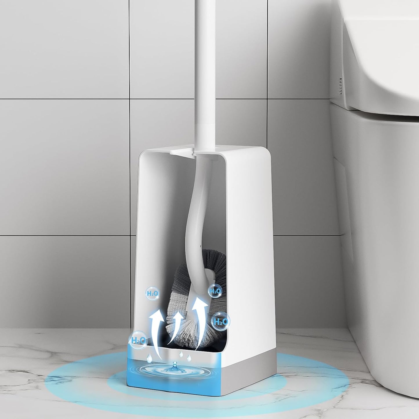 Marbarsse Bathroom Toilet Bowl Brush and Holder, Curved Design Toilet Brush for Deep Cleaning Under Rim, Best Toilet Brush Set, Easy Handy CompactToilet BowlCleaner Brush for Bathroom, 1 Pack