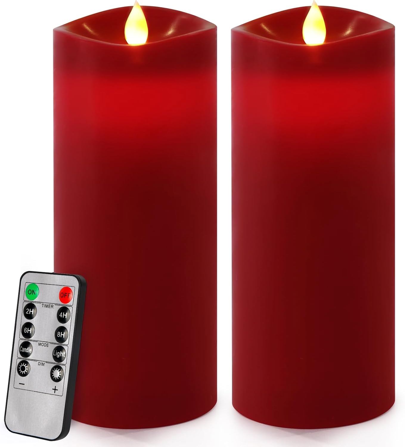Enpornk 7” x 3” Flameless Candles, Flickering Moving Flame LED Candles, Battery Operated Candles with Remote and Timers, Ivory White, Set of 2