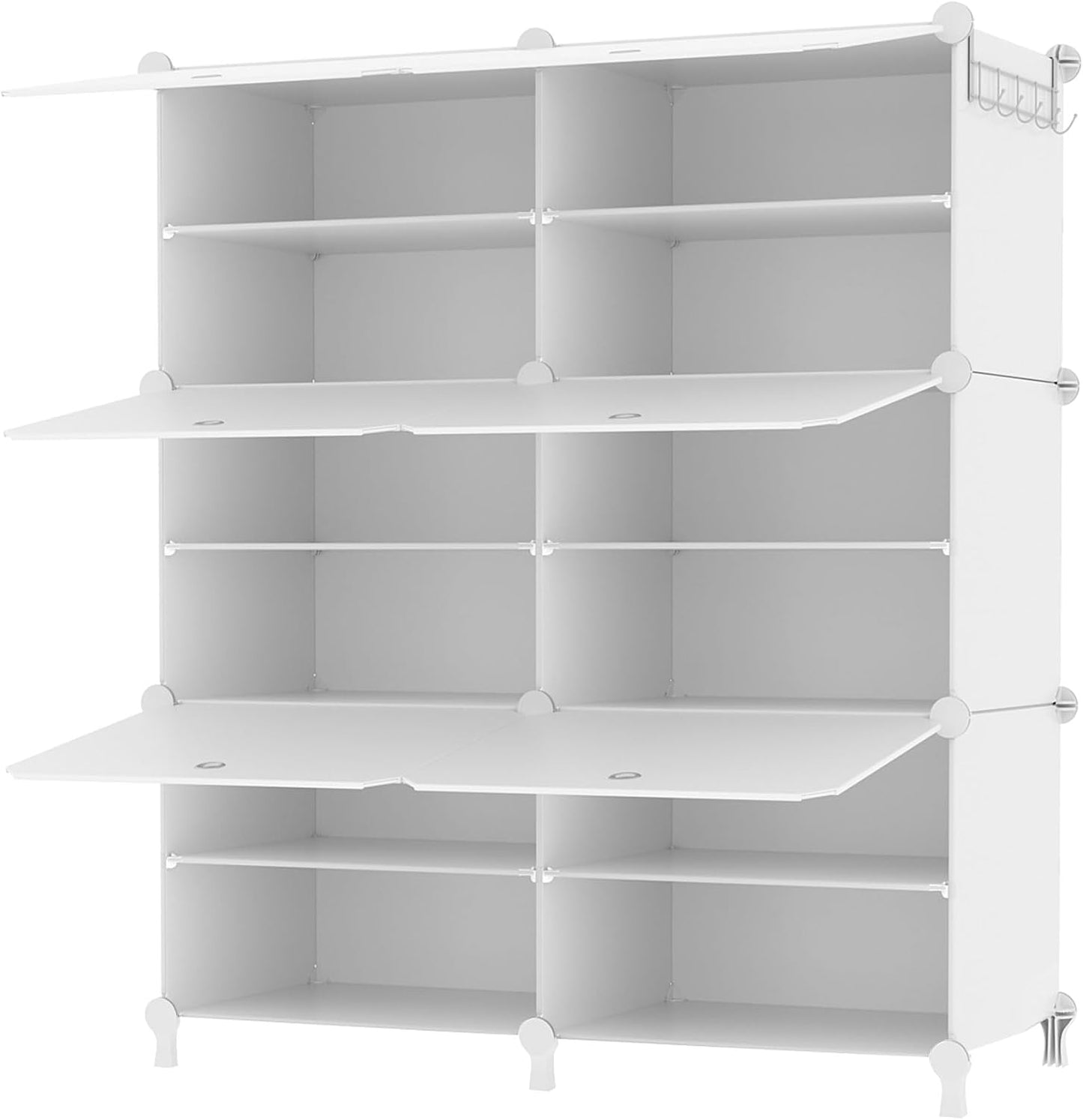 AWTATOS 8 Tiers Shoe Rack Organizer, 32 Pair Shoe Storage Cabinet, White | DIY Stackbale Plastic Shoe Organizer Shelves for Closet Entryway Hallway Bedroom
