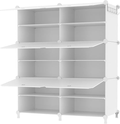 AWTATOS 8 Tiers Shoe Rack Organizer, 32 Pair Shoe Storage Cabinet, White | DIY Stackbale Plastic Shoe Organizer Shelves for Closet Entryway Hallway Bedroom