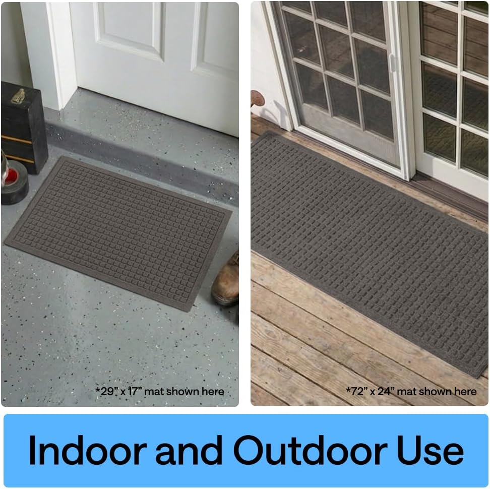 GORILLA GRIP® Ultra Absorbent Front Door Mat Outside Entrance, Traps Dirt and Moisture, HydroABSORB Indoor Outdoor Doormat Holds Up to 1.7 Cups Water, Stain and Fade Resistant Welcome Mat, 29x17 Black