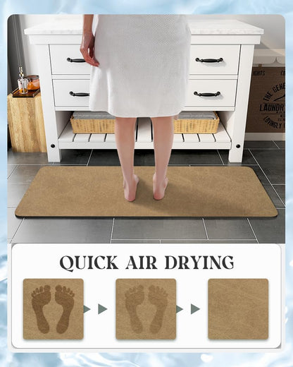 MontVoo -Bath Mat-Rubber Backing Non SlipThin Bathroom Rugs Fit Under Door- Quick Dry Absorbent Faux Suede Surface Grey Bathroom Floor Mats-Shower Rug for in Front of Bathtub Shower Gray 16x24
