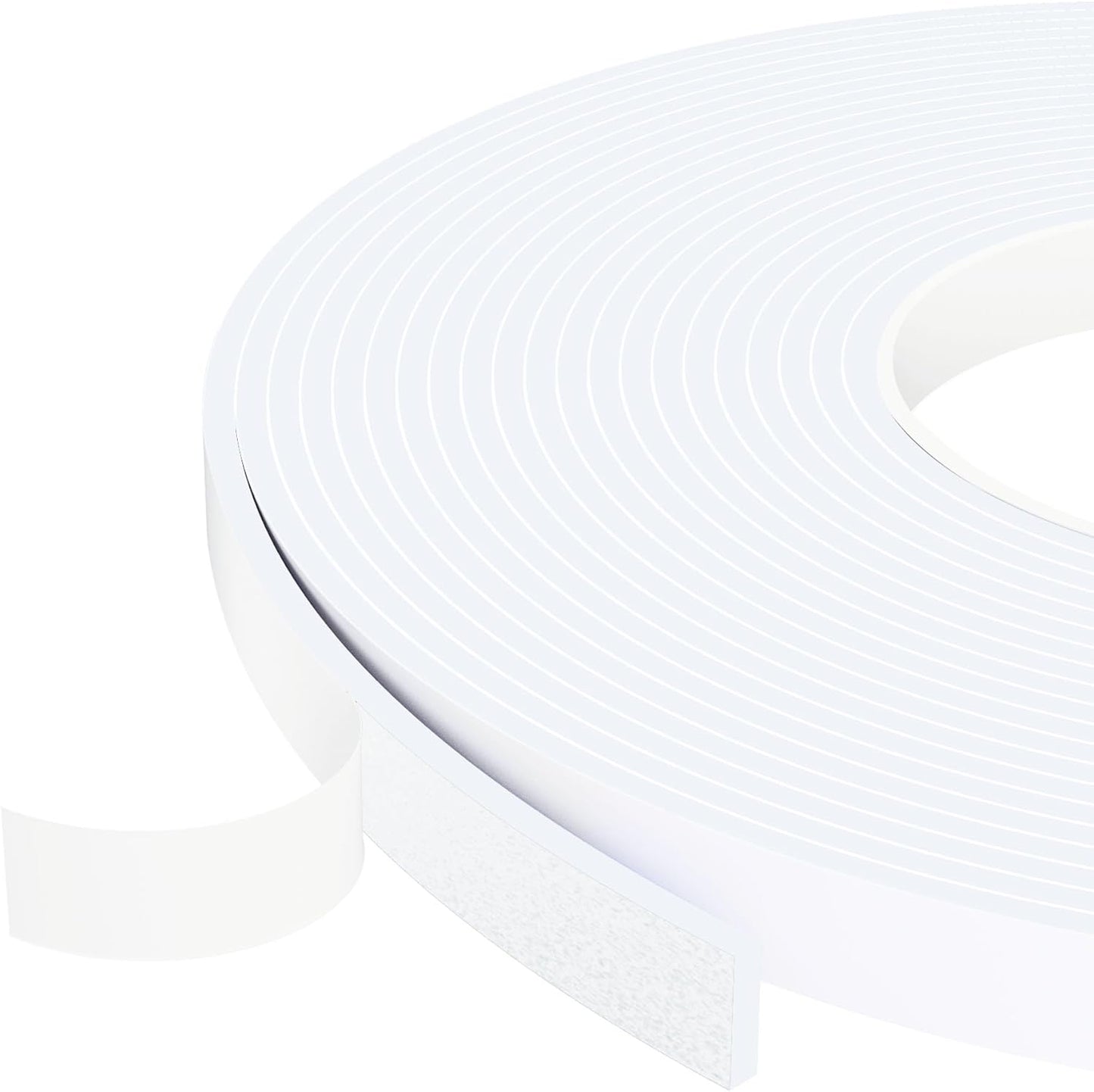 Foam Weather Stripping Door Seal,1 Inch W x 1/17 Inch T x 33 Feet White Window Sealing Tape，Single-Sided Self-Adhesive Insulation Sealing Strip