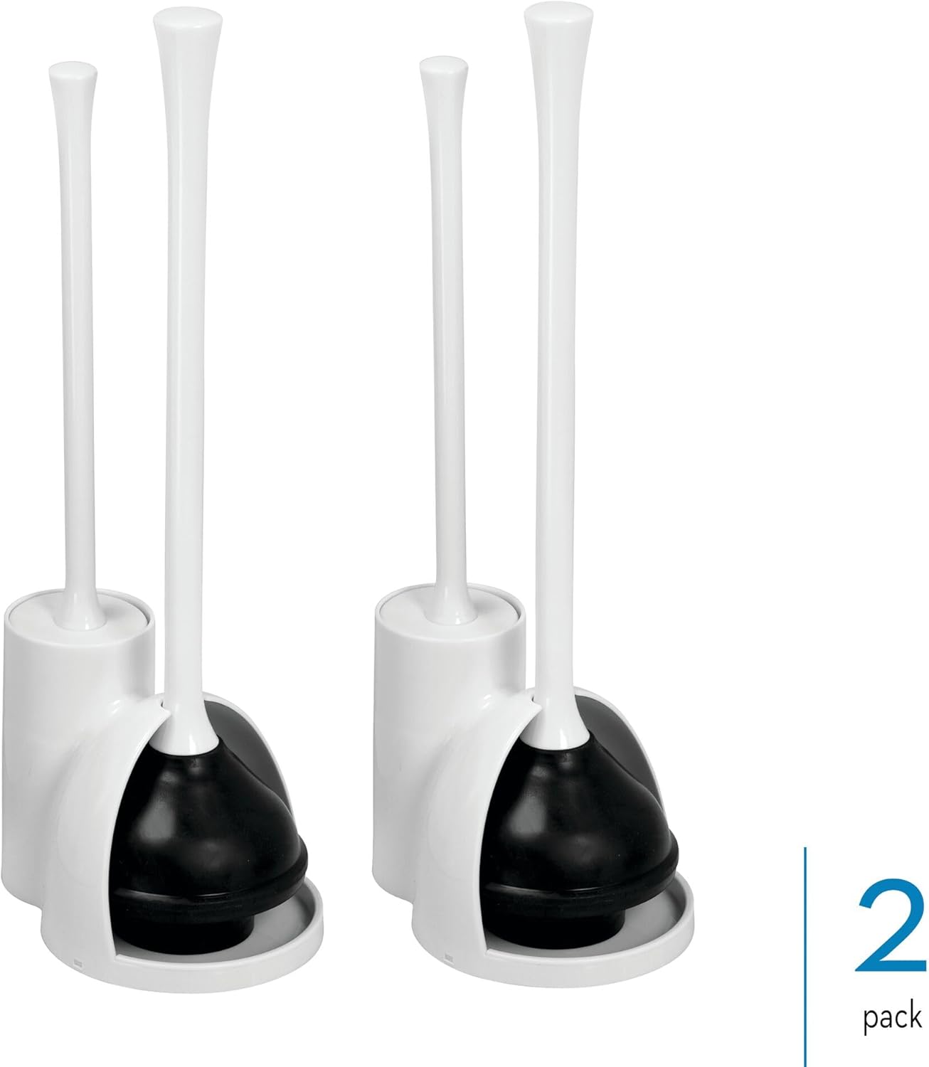 iDesign Compact Toilet Brush and Plunger Set, Gray | Bathroom Cleaning, Storage