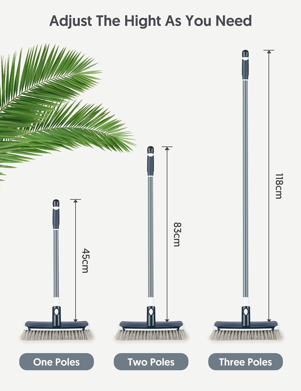 Floor Scrubber with Long Handle, 2 in 1 Scrubbing Brush Stiff Bristle Shower Cleaning Brush for Bathroom, Kitchen, Tub, Carpet, Grout, Tile(Red)
