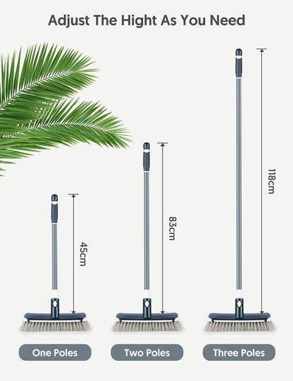 Floor Scrubber with Long Handle, 2 in 1 Scrubbing Brush Stiff Bristle Shower Cleaning Brush for Bathroom, Kitchen, Tub, Carpet, Grout, Tile(Red)