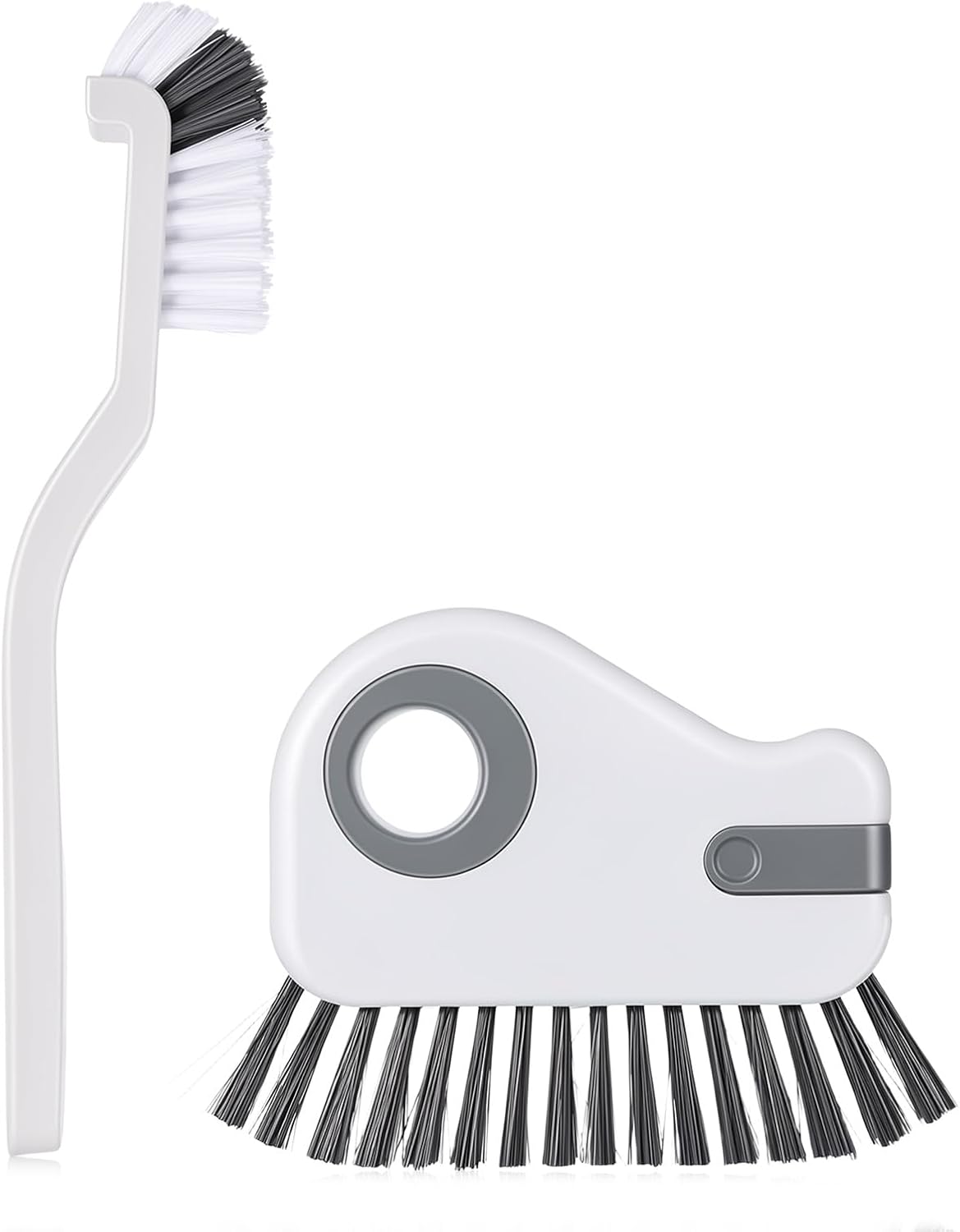 2Pcs 2 in 1 Groove Cleaning Brush Window Track Cleaning Tool Kitchen Scrub Brush Right Angle Scrub Brushes Multifunction Crevice Brushes with Hidden Scraper for Sliding Door Track Small Space Sink