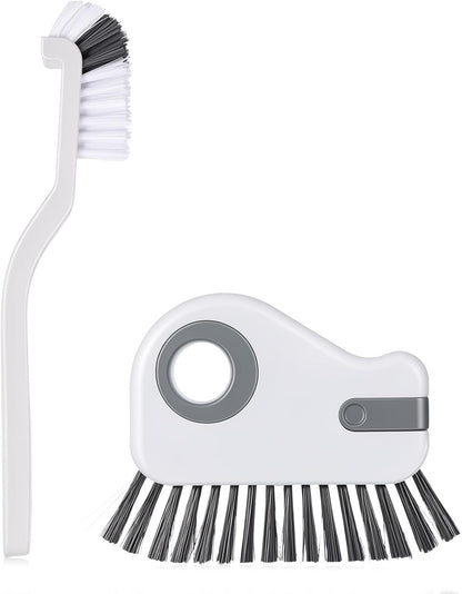2Pcs 2 in 1 Groove Cleaning Brush Window Track Cleaning Tool Kitchen Scrub Brush Right Angle Scrub Brushes Multifunction Crevice Brushes with Hidden Scraper for Sliding Door Track Small Space Sink