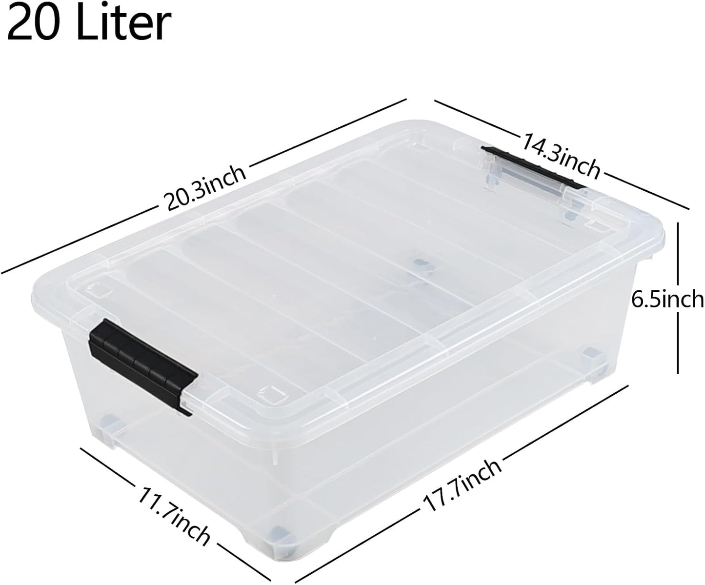 Gloreen 3 Pack Large Under Bed Storage Boxes with Wheels, 50 Quart Clear Plastic Lidded Storage Bins