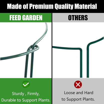 FEED GARDEN 8 Pack Peony Cages and Supports, Plant Support Stakes for Outdoor & Indoor Plants, 10" W x 16" H Half Round Garden Plant Support Rings for Peonies, Hydrangeas, Roses, Dahlias