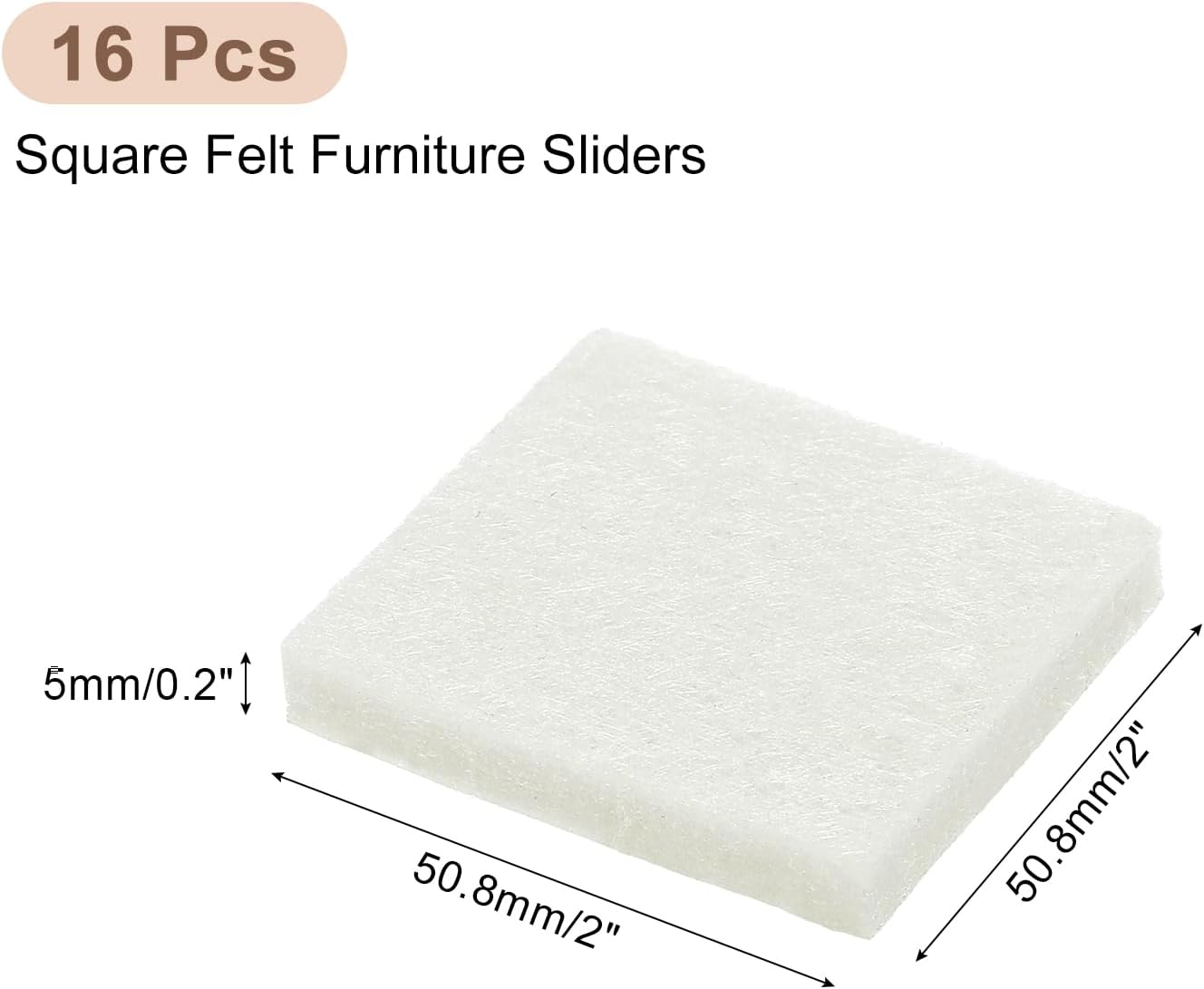 uxcell Furniture Pads, 16Pcs 2.5" - Square Self Adhesive Felt Furniture Pads, Floor Protectors for Furniture Feet Chairs Legs Hardwood Floors (Brown)