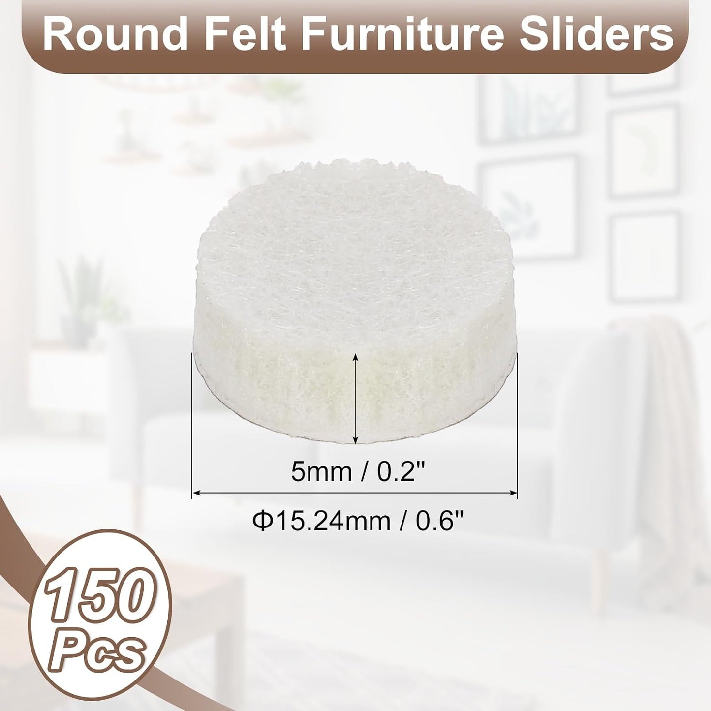 uxcell Furniture Pads, 50Pcs 1.25" - Round Self Adhesive Felt Furniture Pads, Floor Protectors for Furniture Feet Chairs Legs Hardwood Floors (Beige)