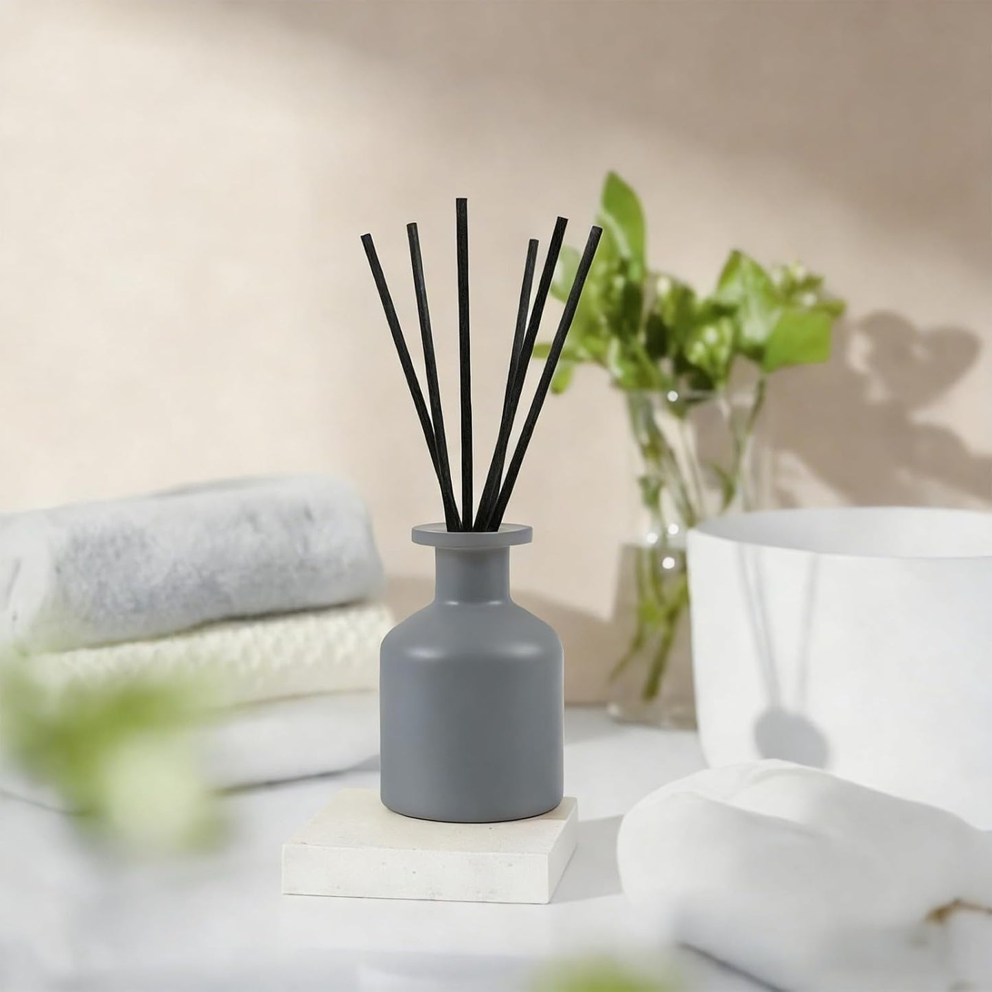 Reed Diffuser Set,Ocean Mist & Sea Salt Fragrance,100ml(3.38 fl.oz) with 6 Reed Sticks,Long-Lasting Oil Diffuser for Home,Office,Bathroom,Flame Free