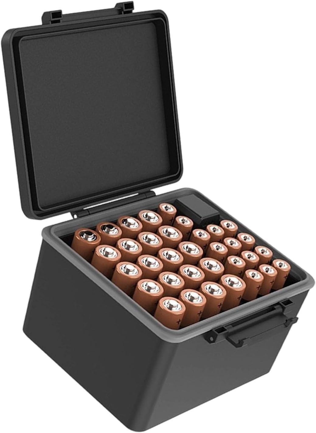 2A 3A Battery Storage Case with Lockable Lid and Builts in Power Tester for Home Camping Travel Battery Organizers