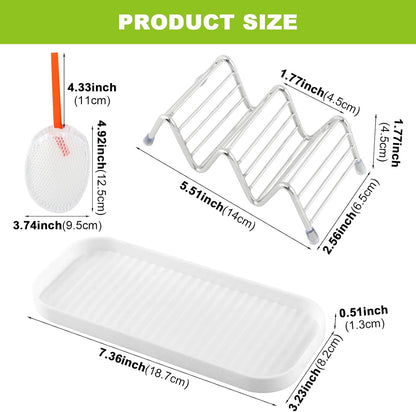 Multi-Purpose Wave Shampoo Bar Holder, Shampoo Bar Holder with Removable Drip Tray & Lather Net, Self Draining Quick Dry Bar Soap Holder for Shampoo Bars & Soap (3-Slot)